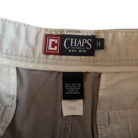Chaps Men's Size 34 Light Gray Chino Shorts 100% Cotton Capsule Coastal Basic - Picture 4 of 6